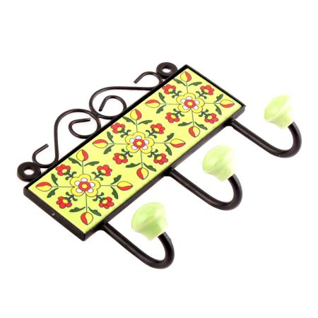  Yellow Red Floral Tiles Hooks